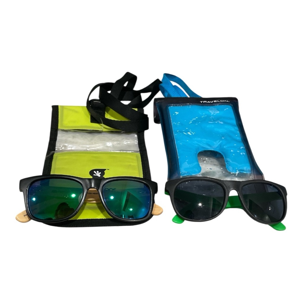 Bundle Travelon & Gecko brands Waterproof Pouch Duo in Blue and Yellow.